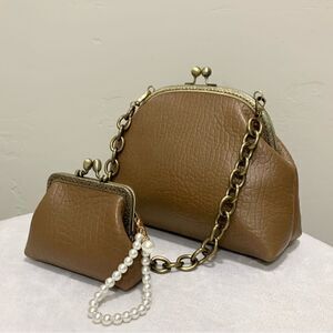 Vintage Style Handcrafted Genuine Premium Cowhide Leather Kisslock Handbag Set
